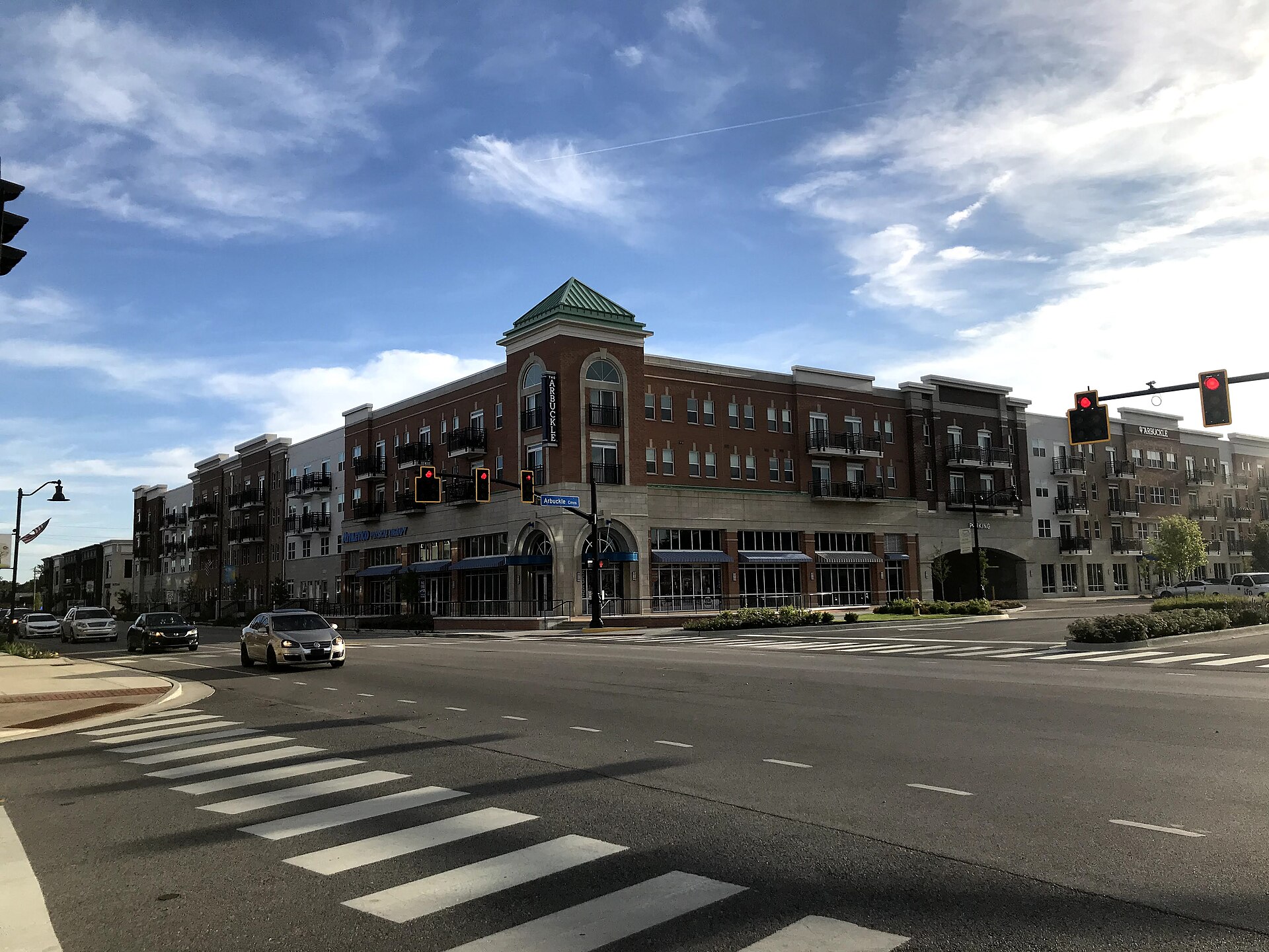 The Arbuckle building and streetscape in Brownsburg, Indiana