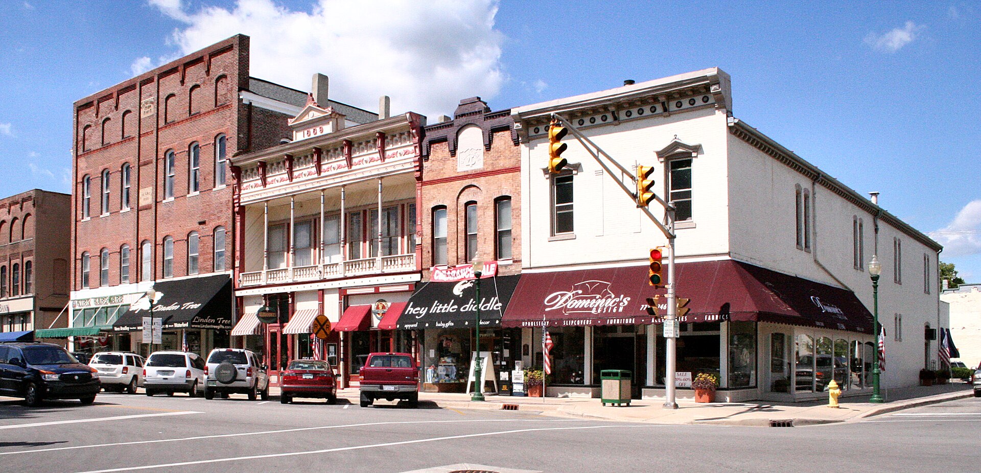 Historic downtown storefronts in Noblesville, Indiana